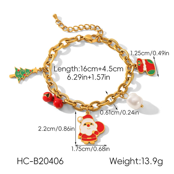 Wholesale Gold Plated Stainless Steel Jewelry For Women With Cartoon Geometric Animal Zodiac Patterns And Oil Drop Christmas Tree Bell Elk Shapes Oshaped Chain