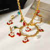 Wholesale Gold Plated Stainless Steel Jewelry For Women With Cartoon Geometric Animal Zodiac Patterns And Oil Drop Christmas Tree Bell Elk Shapes Oshaped Chain