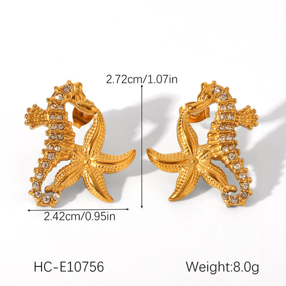 Wholesale Gold Plated Stainless Steel Jewelry With Star Geometric Animal Zodiac Patterns For Women Necklace And Earrings