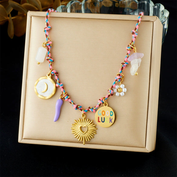Wholesale Gold Plated Stainless Steel Marine Life And Heart Shape Star Pendant Necklace For Women