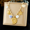 Wholesale Gold Plated Stainless Steel Marine Life And Heart Shape Star Pendant Necklace For Women