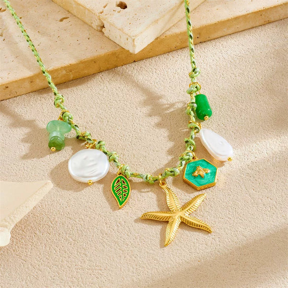 Wholesale Gold Plated Stainless Steel Marine Life And Heart Shape Star Pendant Necklace For Women