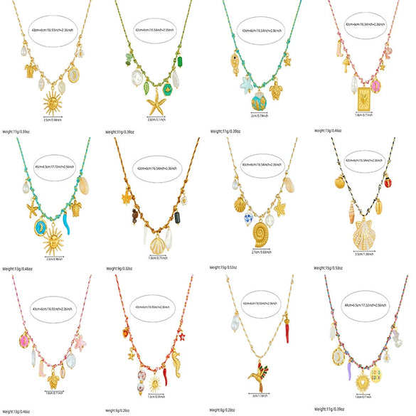 Wholesale Gold Plated Stainless Steel Marine Life And Heart Shape Star Pendant Necklace For Women