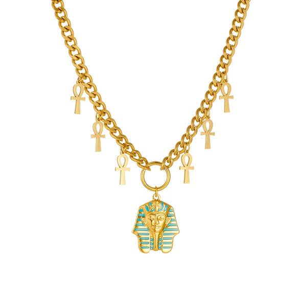 Wholesale Gold Plated Stainless Steel Medieval Style Cross Pendant Necklace For Women