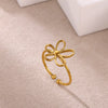 Wholesale Gold Plated Stainless Steel Mini Flower And Butterfly Ring Jewelry For Women