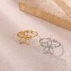 Wholesale Gold Plated Stainless Steel Mini Flower And Butterfly Ring Jewelry For Women