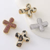 Wholesale Gold Plated Zircon Encrusted Chubby Cross Pendant Diy Jewelry Accessories Made Of Copper