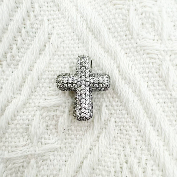 Wholesale Gold Plated Zircon Encrusted Chubby Cross Pendant Diy Jewelry Accessories Made Of Copper