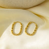 Wholesale Gold Square Asymmetrical Geometric Pattern Electroplated Titanium Steel Earrings For Women