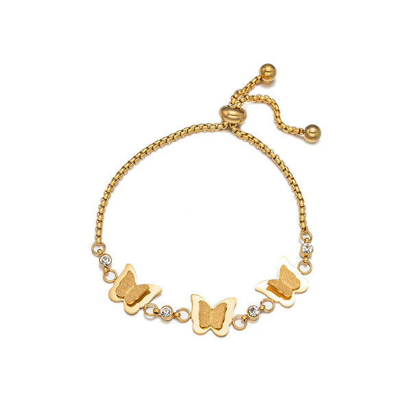 Wholesale Golden Titanium Steel Electroplated Butterfly Chain Bracelet For Women