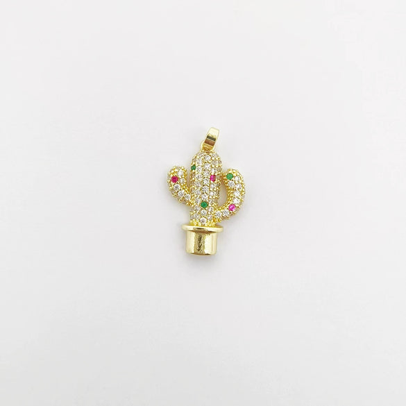 Wholesale Goldplated Copper Cactus Flower And Nut Cross Pendant Necklace Bracelet Diy Jewelry Accessories