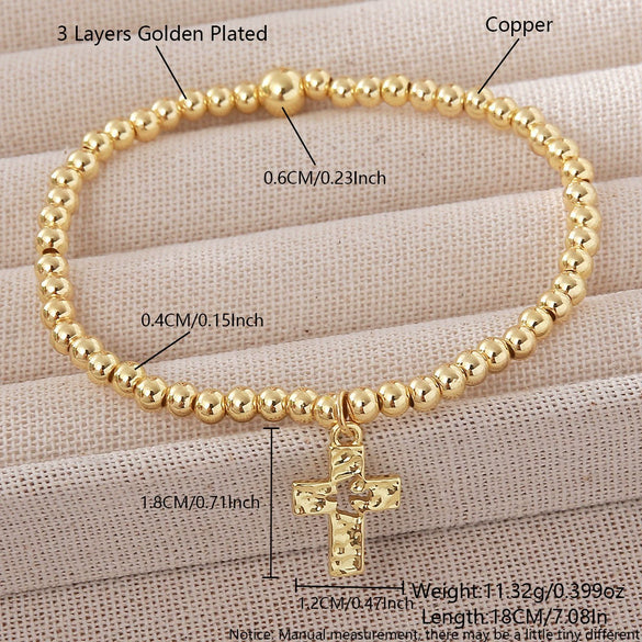 Wholesale Goldplated Copper Cross Pearl Bead Bracelet Jewelry For Women And Unisex