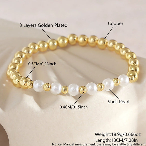 Wholesale Goldplated Copper Cross Pearl Bead Bracelet Jewelry For Women And Unisex