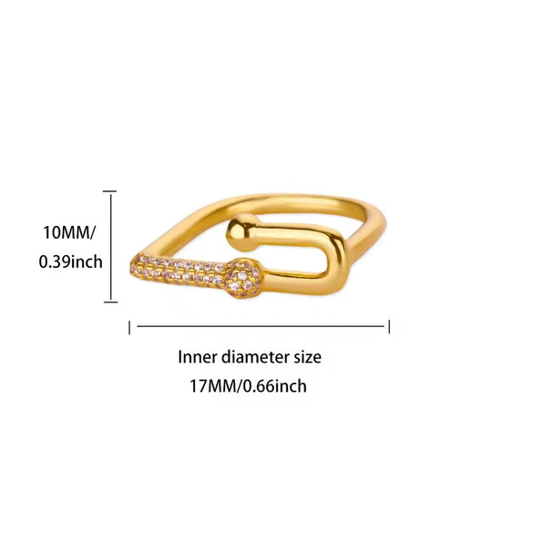 Wholesale Goldplated Copper Geometric Beltshaped Open Rings For Women With Electroplating Design