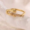 Wholesale Goldplated Copper Geometric Beltshaped Open Rings For Women With Electroplating Design