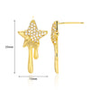 Wholesale Goldplated Copper Heart Drop Design Earrings With Geometric And Star Patterns