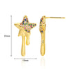 Wholesale Goldplated Copper Heart Drop Design Earrings With Geometric And Star Patterns