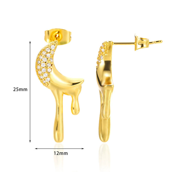 Wholesale Goldplated Copper Heart Drop Design Earrings With Geometric And Star Patterns