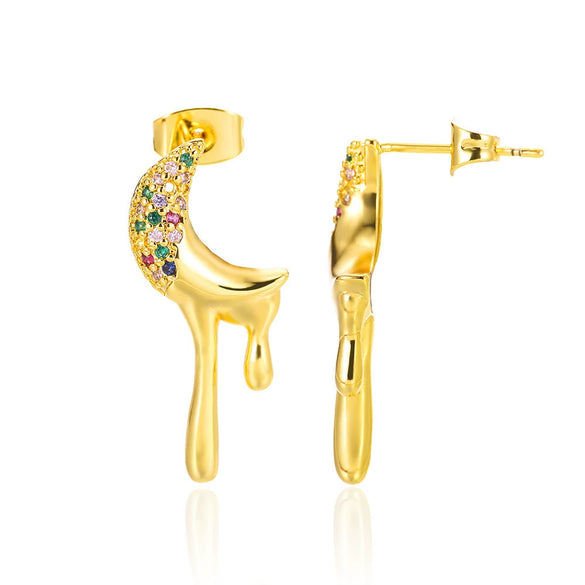 Wholesale Goldplated Copper Heart Drop Design Earrings With Geometric And Star Patterns