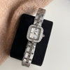 Wholesale Goldplated Diamondencrusted Square Motherofpearl Stainless Steel Band Watch For Women