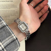 Wholesale Goldplated Diamondencrusted Square Motherofpearl Stainless Steel Band Watch For Women