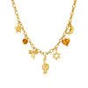 Wholesale Goldplated Medieval Style Musical Note Bow Star Moon Face Stainless Steel Pendant Necklace With Flash O Chain For Women