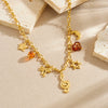 Wholesale Goldplated Medieval Style Musical Note Bow Star Moon Face Stainless Steel Pendant Necklace With Flash O Chain For Women