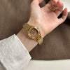 Wholesale Goldplated Motherofpearl Steel Band Watch For Women Vintage Style Small Square Oval Dial