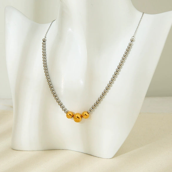 Wholesale Goldplated Stainless Steel And Titanium Steel Geometric Ball Chain Necklace For Women