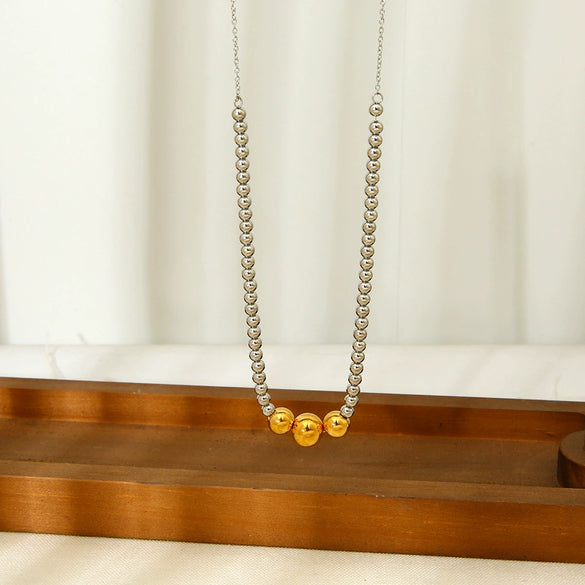 Wholesale Goldplated Stainless Steel And Titanium Steel Geometric Ball Chain Necklace For Women