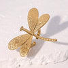 Wholesale Goldplated Stainless Steel Dragonfly Open Ring Jewelry For Women Simple Animal Style