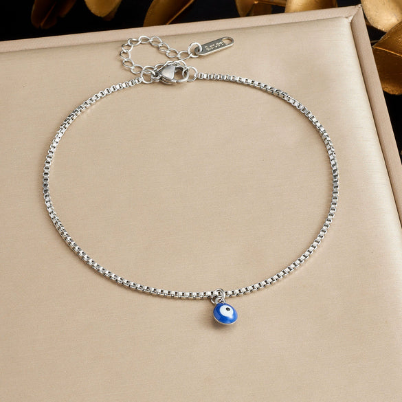 Wholesale Goldplated Stainless Steel Evil Eye Pendant Anklet For Women