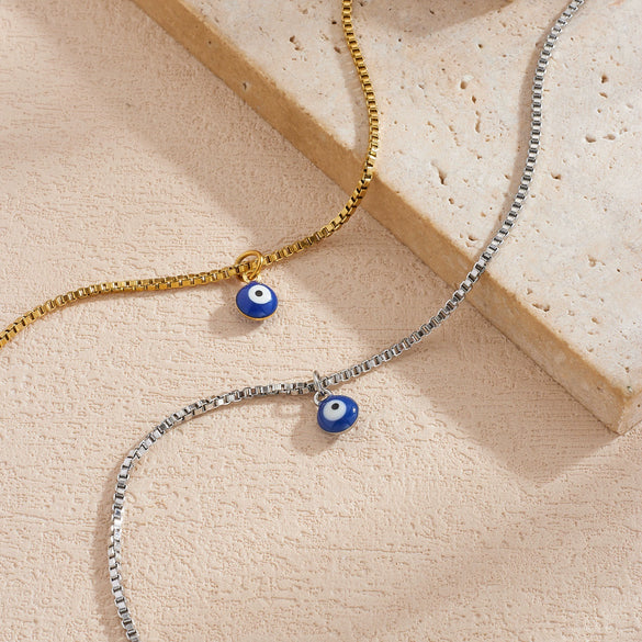 Wholesale Goldplated Stainless Steel Evil Eye Pendant Anklet For Women