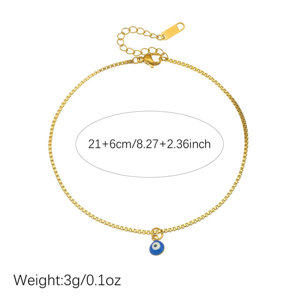Wholesale Goldplated Stainless Steel Evil Eye Pendant Anklet For Women