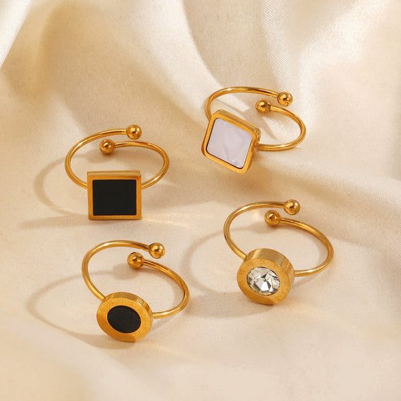 Wholesale Goldplated Stainless Steel Geometric Oval Ring For Women