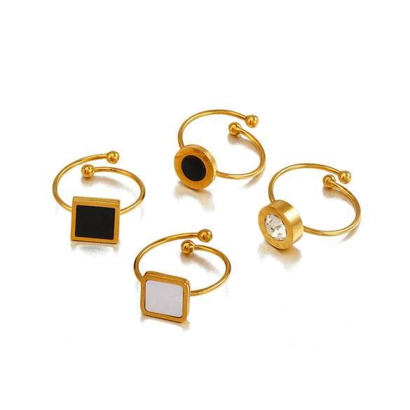 Wholesale Goldplated Stainless Steel Geometric Oval Ring For Women