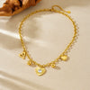Wholesale Goldplated Stainless Steel Heart Shape Hollow Pendant With O Word Chain Necklace For Women