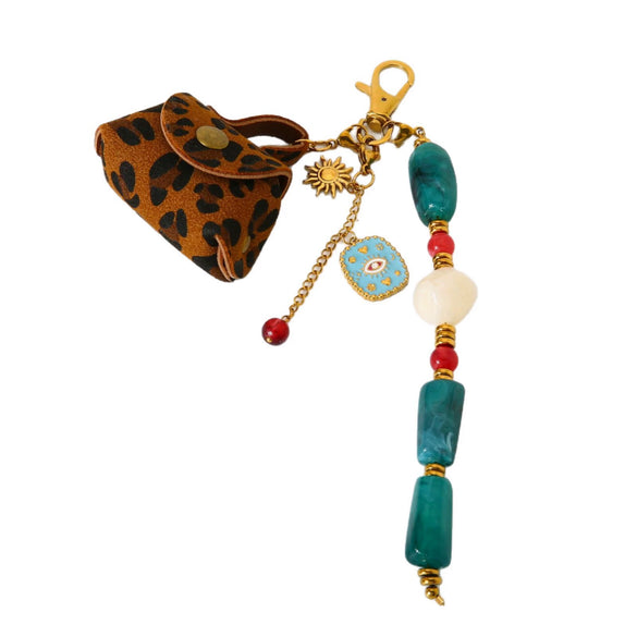 Wholesale Goldplated Stainless Steel Heart Water Drop Bell Pattern Earphone Case Bag Pendant Keychain For Women