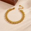 Wholesale Goldplated Stainless Steel Hiphop Style Women's Wide Woven Buckle Bracelet