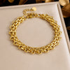 Wholesale Goldplated Stainless Steel Hiphop Style Women's Wide Woven Buckle Bracelet