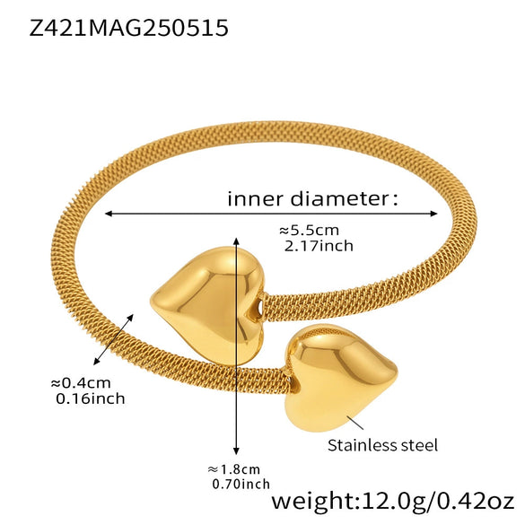 Wholesale Goldplated Stainless Steel Love Hollow Mesh Ferris Wheel Adjustable Bracelet