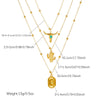 Wholesale Goldplated Stainless Steel Multilayered Cactus Pendant Necklace For Women In Medieval Style With Bead Chain