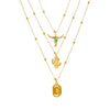 Wholesale Goldplated Stainless Steel Multilayered Cactus Pendant Necklace For Women In Medieval Style With Bead Chain