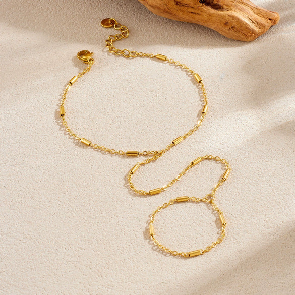Wholesale Goldplated Stainless Steel Small Round Tube Chain Fingerless Bracelet For Women