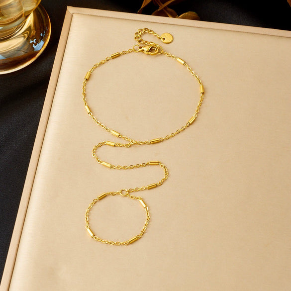 Wholesale Goldplated Stainless Steel Small Round Tube Chain Fingerless Bracelet For Women