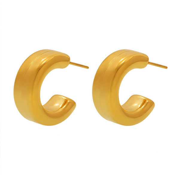 Wholesale Goldplated Titanium Steel Geometric Hollow 3D Exaggerated Ferris Wheel Unisex Earrings