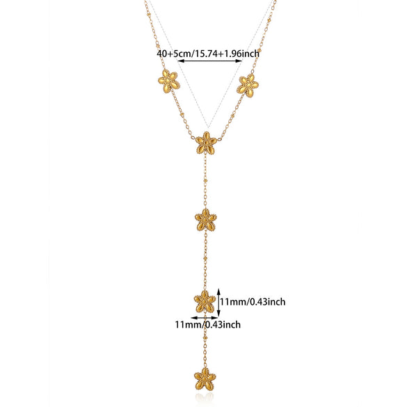 Wholesale Goldplated Titanium Steel Heart Geometric Bead Chain Necklace For Women With Palace And Floral Style
