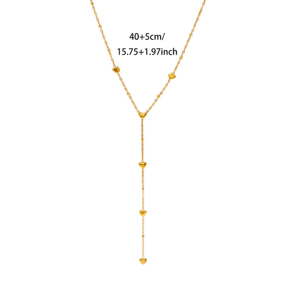Wholesale Goldplated Titanium Steel Heart Geometric Bead Chain Necklace For Women With Palace And Floral Style