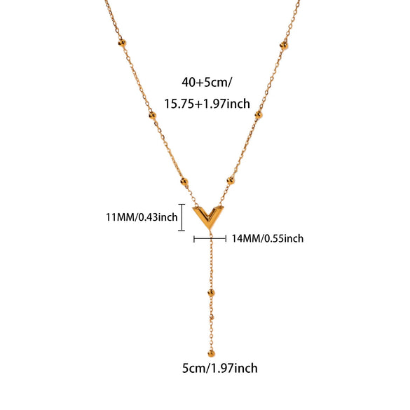 Wholesale Goldplated Titanium Steel Heart Geometric Bead Chain Necklace For Women With Palace And Floral Style