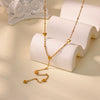 Wholesale Goldplated Titanium Steel Heart Geometric Bead Chain Necklace For Women With Palace And Floral Style